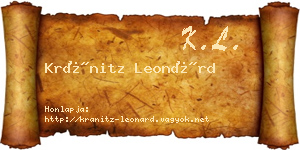 Kránitz Leonárd névjegykártya
