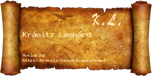 Kránitz Leonárd névjegykártya